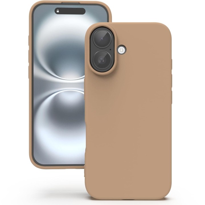 YATWIN Silicone Back Case for iPhone 16, Soft-Touch Phone Back Cover for Apple iPhone 16-Milk Tee, Light Brown