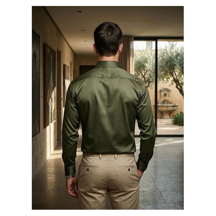 DEELMO Men's Stylish Solid Satin Casual Shirt for Men Full Sleeves| Poly Satin Silk Shirt