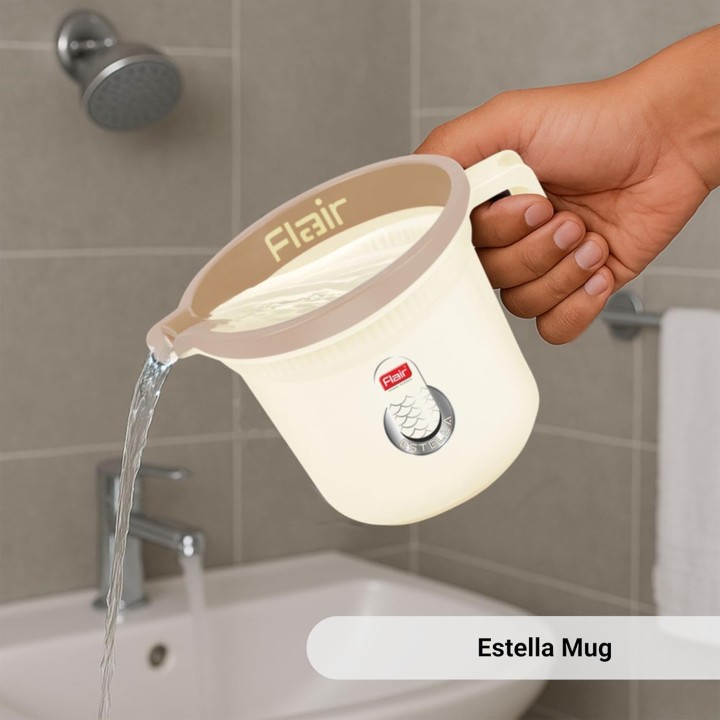 Flair Estella Plastic Bath Mug – Durable, Lightweight & Stylish – Ideal for Daily Use in Bathroom & Kitchen