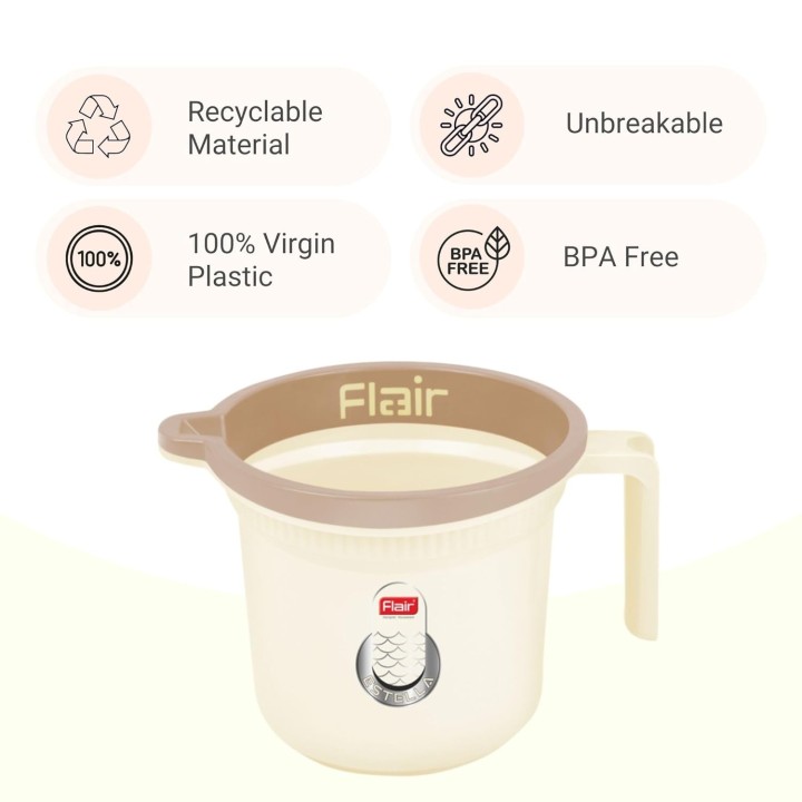 Flair Estella Plastic Bath Mug – Durable, Lightweight & Stylish – Ideal for Daily Use in Bathroom & Kitchen