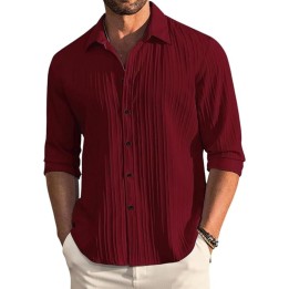DEELMO Men's Casual Button Down Shirts Long Sleeve Linen