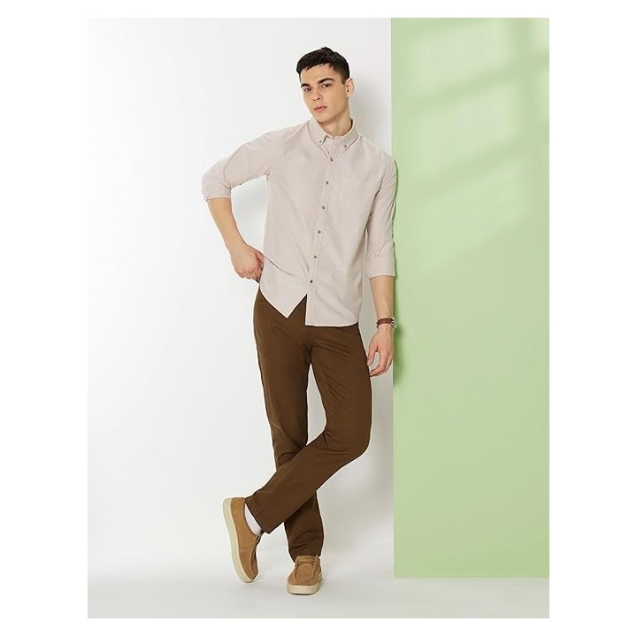 Symbol Premium Men Stylish Solid All Day Fresh Buttondown Casual Shirt - Regular Fit | Plain | Full Sleeve