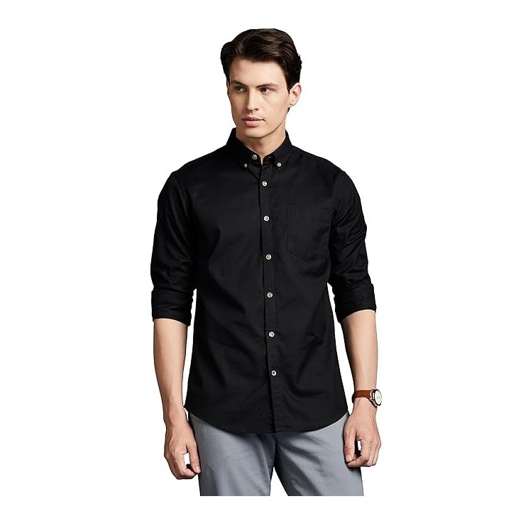 Symbol Premium Men Stylish Solid All Day Fresh Buttondown Casual Shirt - Regular Fit | Plain | Full Sleeve