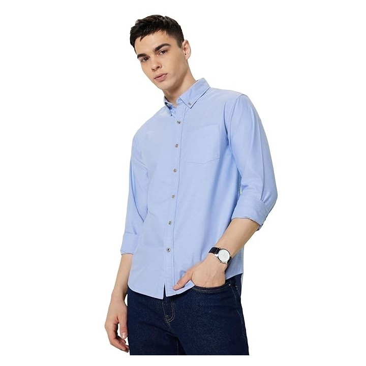 Symbol Premium Men Stylish Solid All Day Fresh Buttondown Casual Shirt - Regular Fit | Plain | Full Sleeve