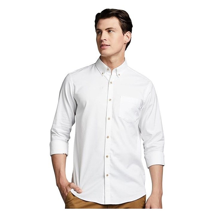 Symbol Premium Men Stylish Solid All Day Fresh Buttondown Casual Shirt - Regular Fit | Plain | Full Sleeve
