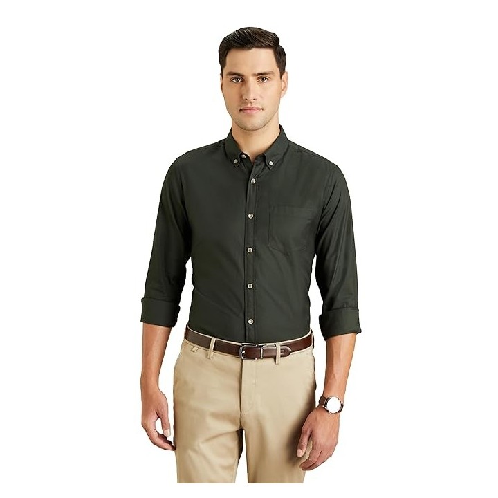 Symbol Premium Men Stylish Solid All Day Fresh Buttondown Casual Shirt - Regular Fit | Plain | Full Sleeve