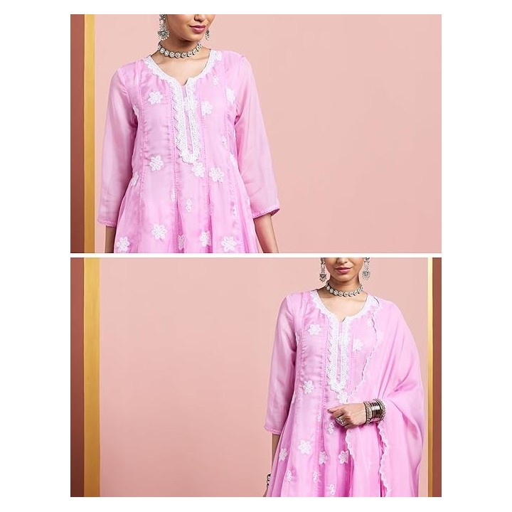 Amazon Brand - Myx Women's Polycotton Kalidar Embroidered Kurta Set