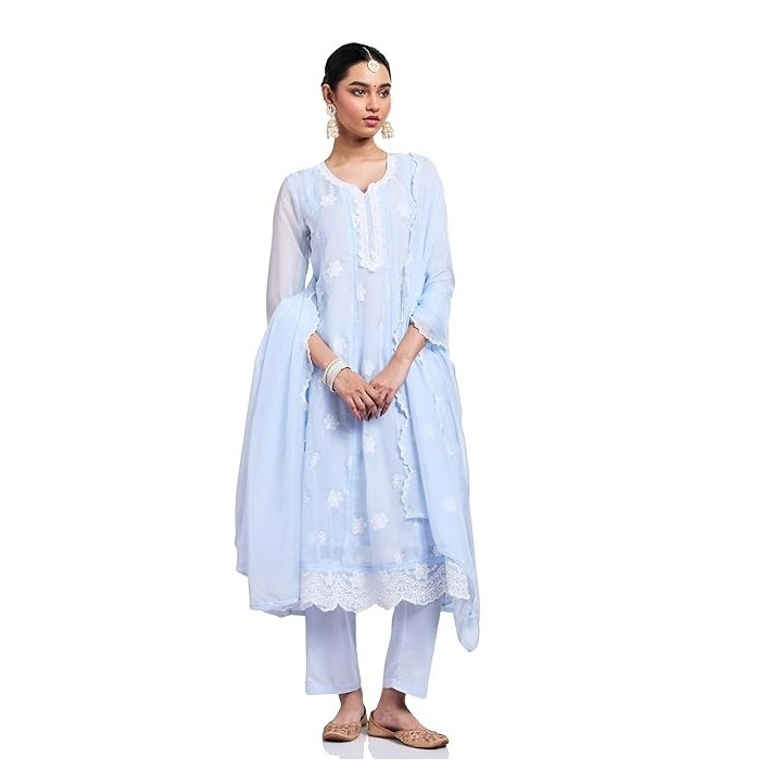 Amazon Brand - Myx Women's Polycotton Kalidar Embroidered Kurta Set