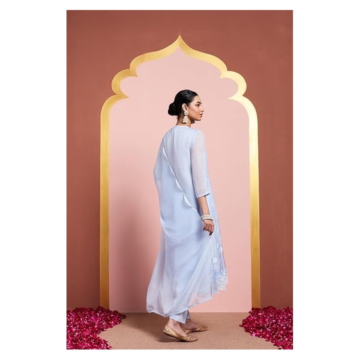 Amazon Brand - Myx Women's Polycotton Kalidar Embroidered Kurta Set