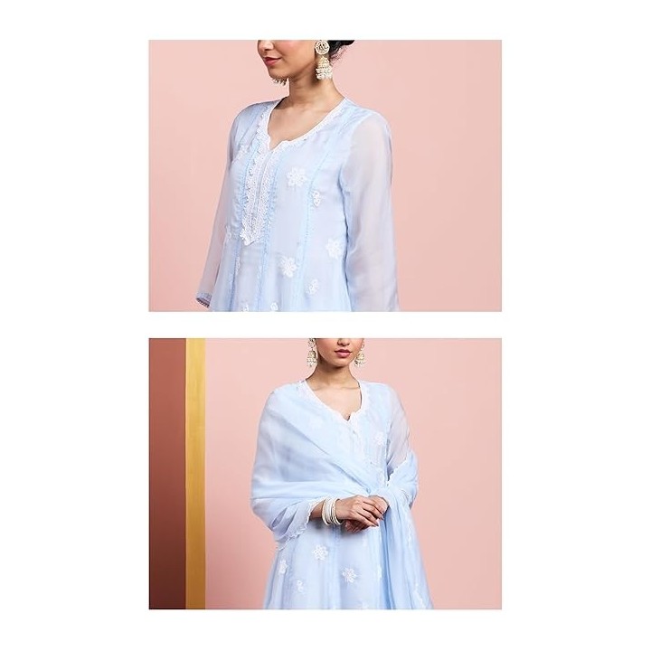 Amazon Brand - Myx Women's Polycotton Kalidar Embroidered Kurta Set