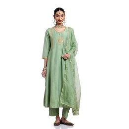Myx Women's A-Line Churidar Style Salwar Suit Set with Dupatta | Straight Pant
