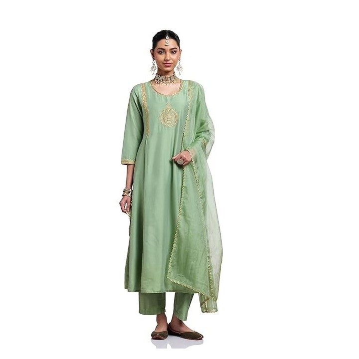 Myx Women's A-Line Churidar Style Salwar Suit Set with Dupatta | Straight Pant
