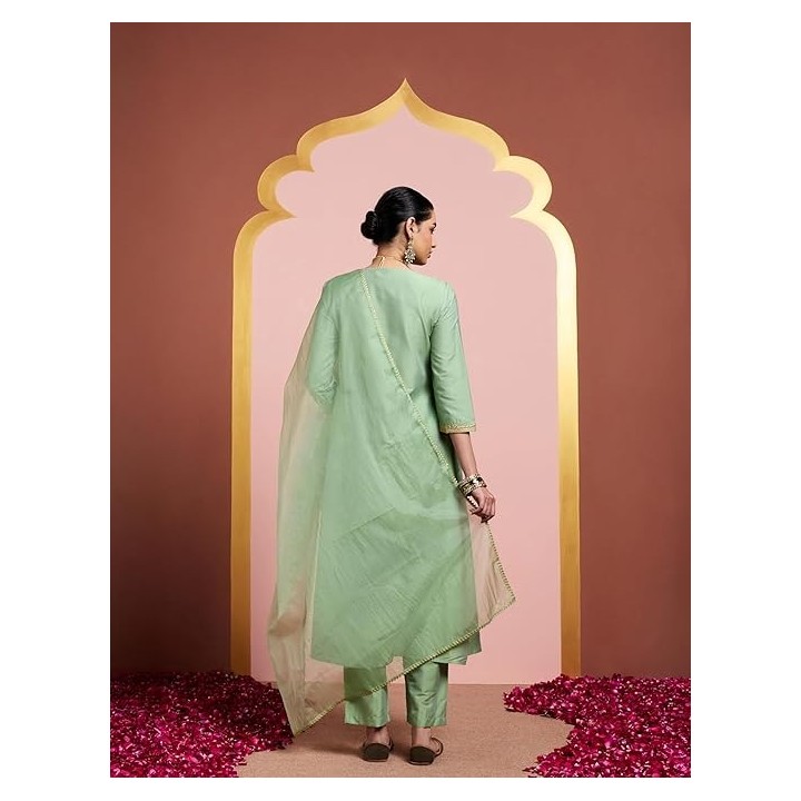 Myx Women's A-Line Churidar Style Salwar Suit Set with Dupatta | Straight Pant