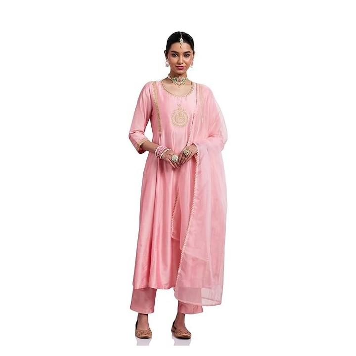 Myx Women's A-Line Churidar Style Salwar Suit Set with Dupatta | Straight Pant