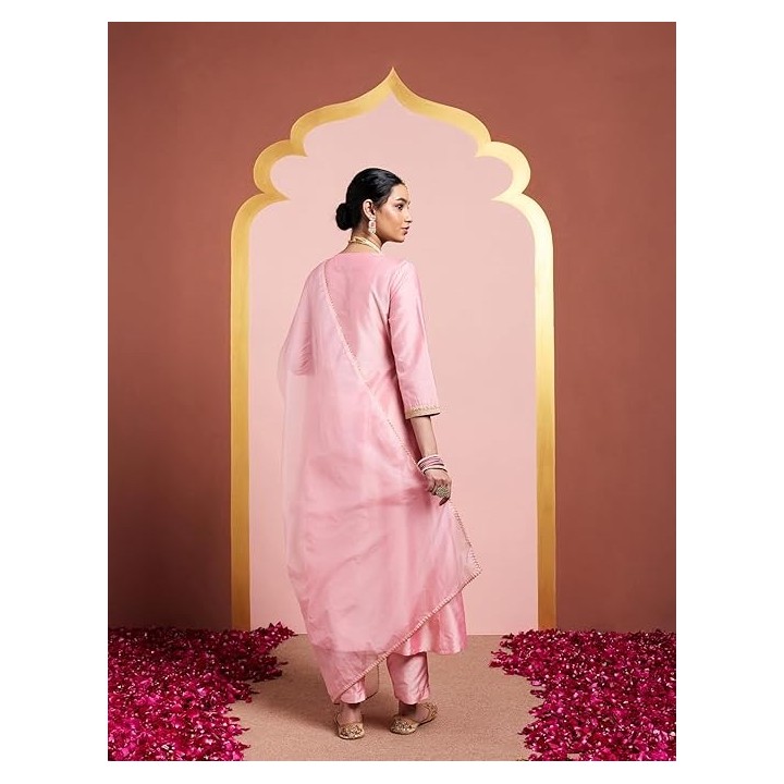 Myx Women's A-Line Churidar Style Salwar Suit Set with Dupatta | Straight Pant
